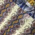Irregular shape horizontal lines arrangement snakeskin embossed printed and foiled snake water-based pu leather fabric