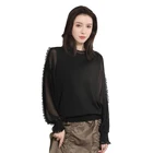 Sweater For Girl Women Knitted Top Sweater Chiffon Sleeves Casual Sweater For Girl