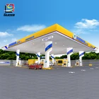 Construction Canopy Gas Station Roofing Led Lights Petrol Fuel Steel Structure
