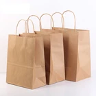 Custom Recyclable Printed High Quality Kraft Paper lunch Bag food With Twisted Handles