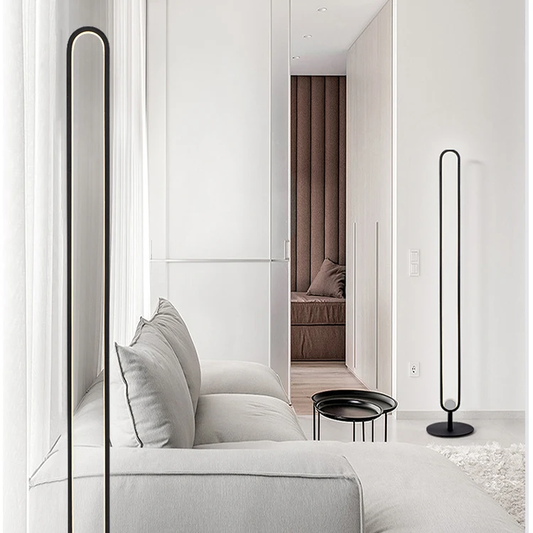 Dimmable slim linear nordic style stand lamp for living room LED floor light