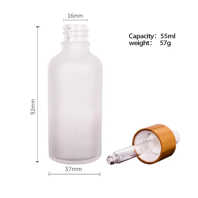 50ml frosted glass bottle for essential oil with wooden dropper