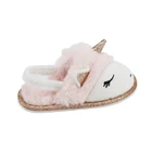 Cute Cute Unicorn Faux Fur Comfortable Winter Kids Slippers Warm House Indoor Baby Fluffy Cartoon Child Slippers