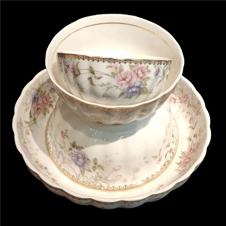 Round Ceramics assiette Dinner Dessert Plate Porcelain dinnerware sets for 6 person party western tableware sets