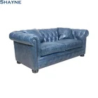 Public Company Shayne Luxury High-end Customize Furniture Dubai Blue Top Layer Leather Sofa