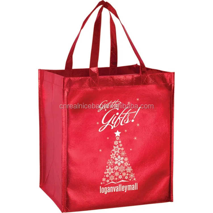 promotional red metallic lamination pp non woven gift bag