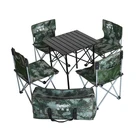 Wholesale Medium size Portable roll up folding aluminium camping table with 4 folding chair table sets