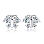 Qings Fashion Butterfly Brass Stud Earrings Plated Platinum Earrings For Women