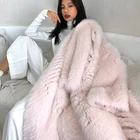 XXL winter thick pink fox fur coat hot sale long fur coat for women