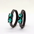 Fashion design black gold plated cubic zirconia hoop earrings for women