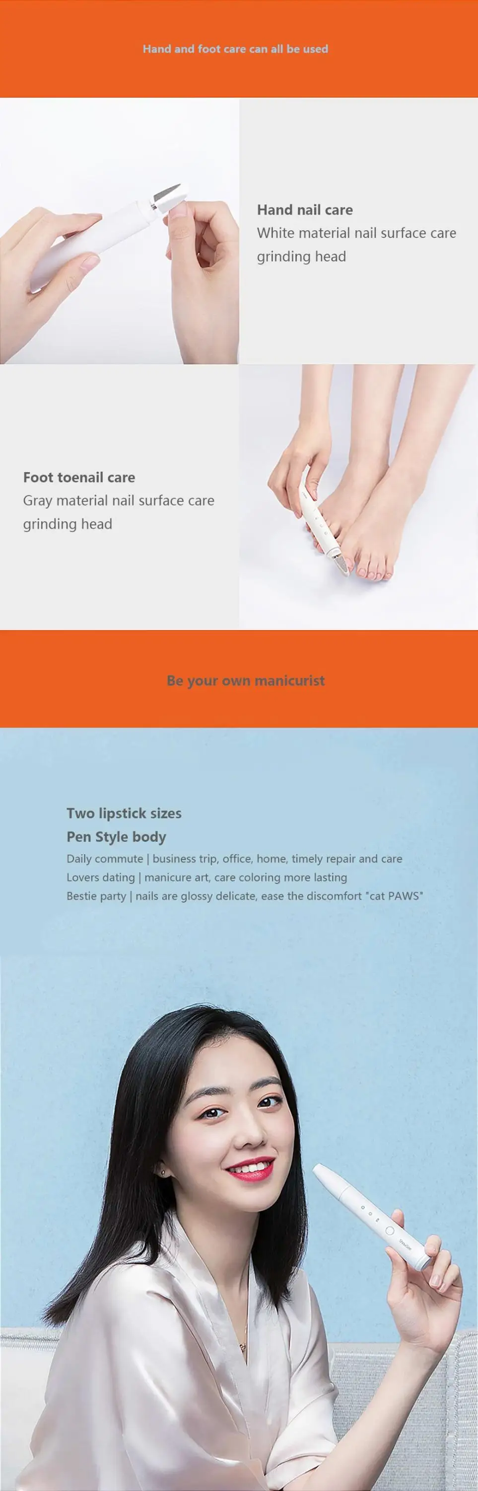 Youpin Showsee Electric Nail Trimmer Nail Clipper Rechargeable Foot Hand Nail Polisher Grinder Manicure Grinding Polishing Tool