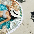 Custom Printed Towel Printedprinted Custom Printed Microfiber Round Beach Towel With Drawstring Backpack