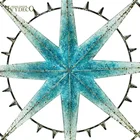 IVY Retro Distressed Nautical Compass Design Metal Circle Arrow Wall Decor Art