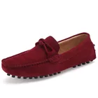Wholesale Moccasins Adult Car Slippers Cow Suede Leather Slip on Winter Driving Causal Shoes Flat House Slippers for Men