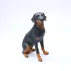 Resin Animal Craft Dog Statue Hand Paint Black Labrador Dog Figurines Garden Decoration