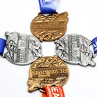 Wholesale Cheap Custom Design Your Own Blank Zinc Alloy 3D Gold Metal Award Marathon Running Sport Medal Ribbon