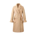 New Fashion High Quality Long Ladies Winter Coat The Waist and Bell Sleeve Women Trench Coat