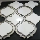 Glass marble flower mosaic mixed Carrara white & black wood vein wavery chips