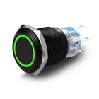 19mm 8 Pin Ring LED Light black Zn-AL ALLOY Metal body double pole push-button switch