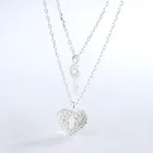 Fashion silver necklace double chain necklace key lock necklace 925 sterling silver jewelry wholesale
