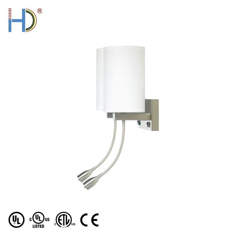 Nordic Indoor Metal Design Hotel Headboard White Double Shade Wall Lamp