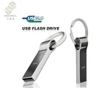 Waterproof Metal Silver usb flash drive pen drive 64GB 32GB 16GB 8GB 4GB pendrive with key ring u disk memory disk usb 2.0