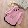 embroidery sweaters Children's sweater long sleeve ancient style dress national style hanfu embroidered cheongsam