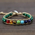 NEW 7 Chakra Bracelet Jewelry Handmade Multi Color Natural Stone Beads wax Wrap Bracelet Bracelets jewelry Gifts