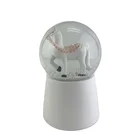 Wholesale white resin craft snow globe with LED light playing snowflake rotation music snow ball souvenir