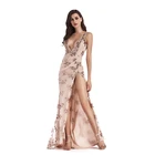 Factory Lady Sexy Sleeveless High Slit Maxi Sequined Evening Dress