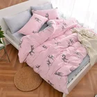 Children Bedding Set Pink Children Kids Girl Bedding Set 4pcs Cute Panda Cartoon Bedsheet
