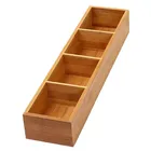 Natural Bamboo Wood 4-Part Drawer Organizer Wooden Gift Boxes With Dividers
