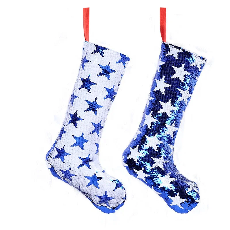 Sj082 Star Embroidery Royalblue Holders Small Christmas Stocking