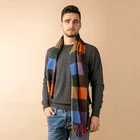 Wholesale winter fashion plaid men's knitted plain wool scarf
