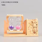 home decoration use sand timer sand clock durable Borosilicate glass, exquisite sea sand hourglass with wooden base