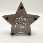 Day Decorative Freestanding Tabletop Wooden Star Shape Sign Wood Star Independence Day Decoration