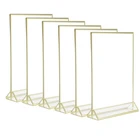Golden Border Countertop Sign Holders Fashion Acrylic Picture Wedding Photo Frames Display Stand