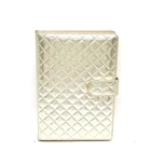 Gold PU Leather soft cover grid embossed notebook with magnet closure