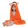 Cute Fox Design Custom Logo Absorbent Kids Hooded Towel Baby Shower Gift for Girls