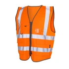 orange reversible reflector traffic police safety vest with pocket
