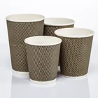8OZ logo printed Disposable paper hot coffee ripple wall cups