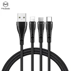 MCDODO quick charging cable for lighting+micro USB+type-c 3 in 1 nylon braided data cable.