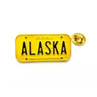 Engrave Metal Car Number License Plate Alaska Tourist Souvenirs Lapel Pin Badge