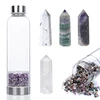 high quality natural stone water bottle, stainless steel lid crystal glass water bottle