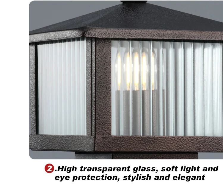 Classical Outdoor Lighting Fixtures Doorway Garden Stripe Glass Pillar Lights