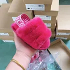 Fashion and high quality slippers winter fur slide sandal fox fur slides