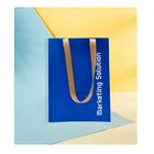 Leather Handbags Leather Handle Blue Felt Tote Bag Women Handbags Custom Logo Business Gift Wine Bag
