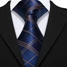 Tie Tie Classic Blue Gold Plaid Jacquard Woven Silk Tie For Mens