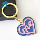 Custom fashion purple Valentine's Day gift lacquer soft ename heart logo keychain