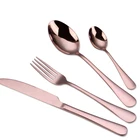 Wedding Rose Gold Plating 304 Stainless steel spoon Steak knife fork Flatware Cutlery Set with gift box